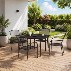 Garden Dining Set 5 Piece Anthracite Steel Outdoor Furniture Table Chairs