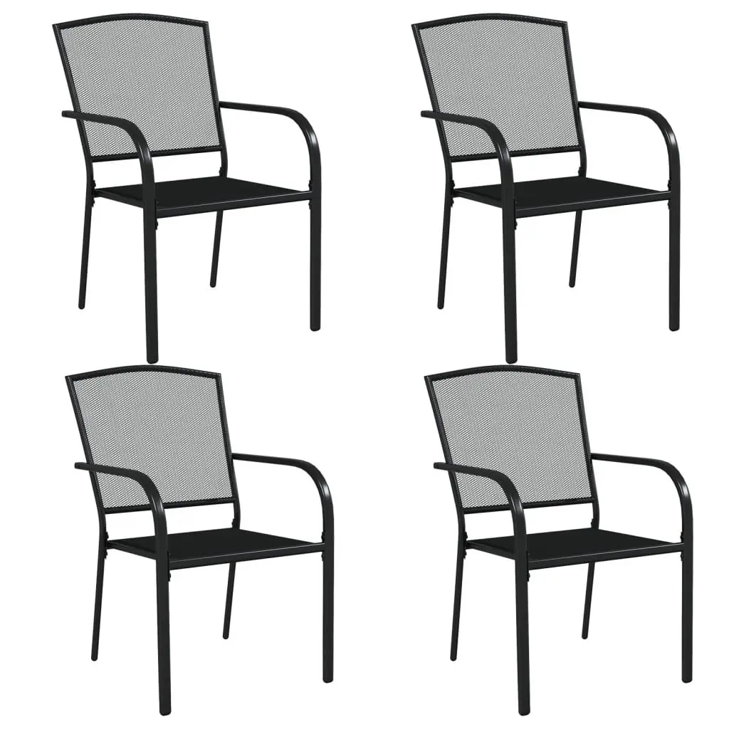 Garden Dining Set Anthracite Steel 5 Piece Outdoor Furniture Table Chairs