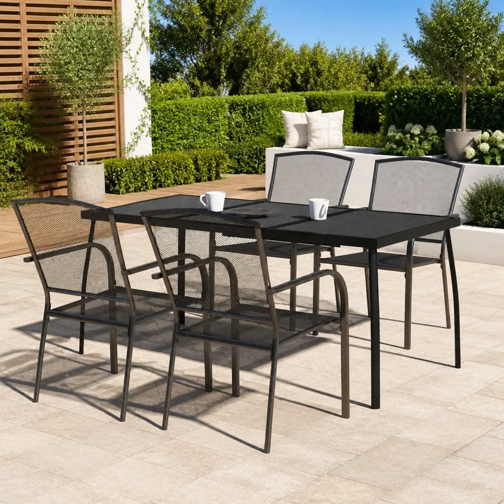 Outdoor Dining Set Steel Anthracite 5 Piece Garden Table Chairs