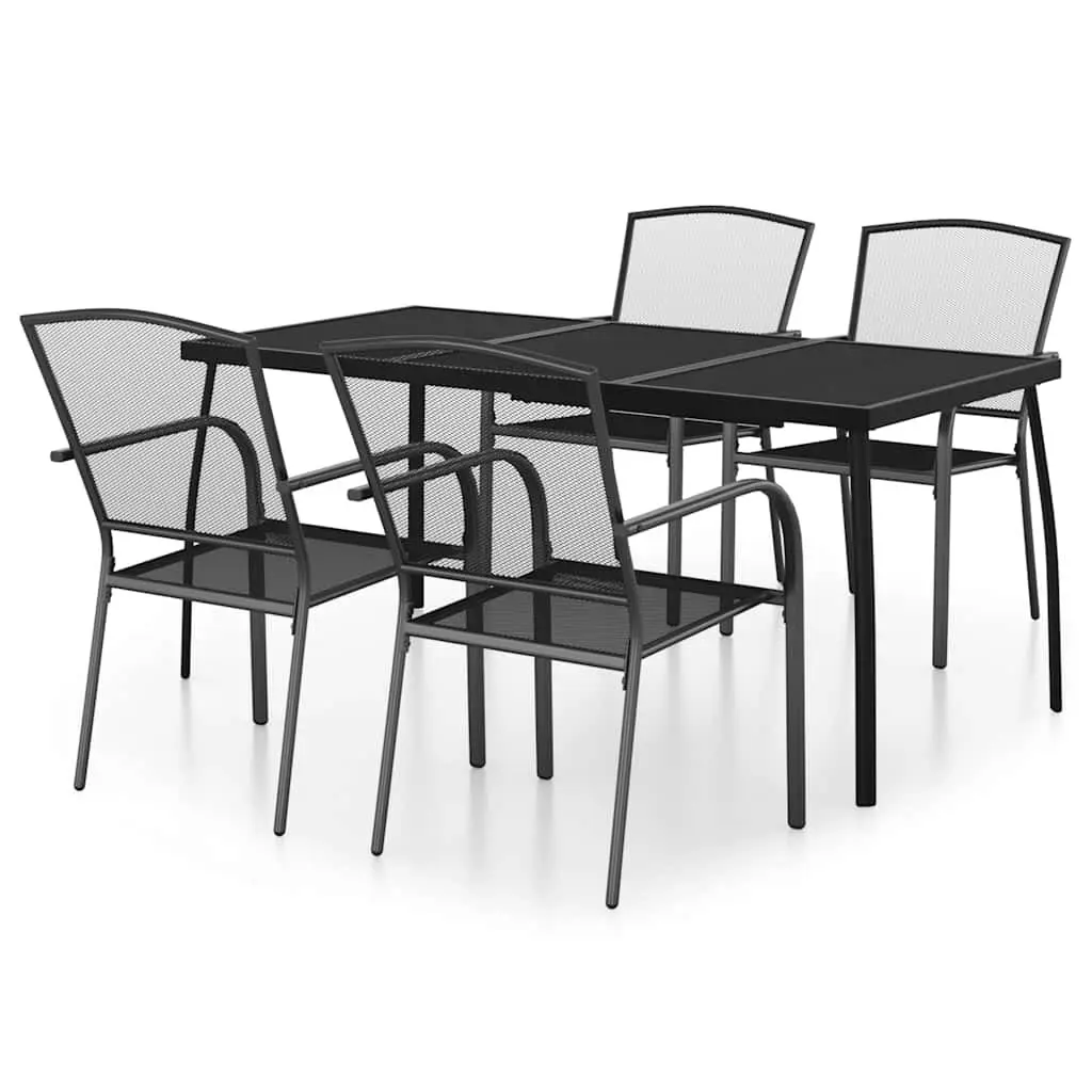 Outdoor Dining Set Steel Anthracite 5 Piece Garden Table Chairs