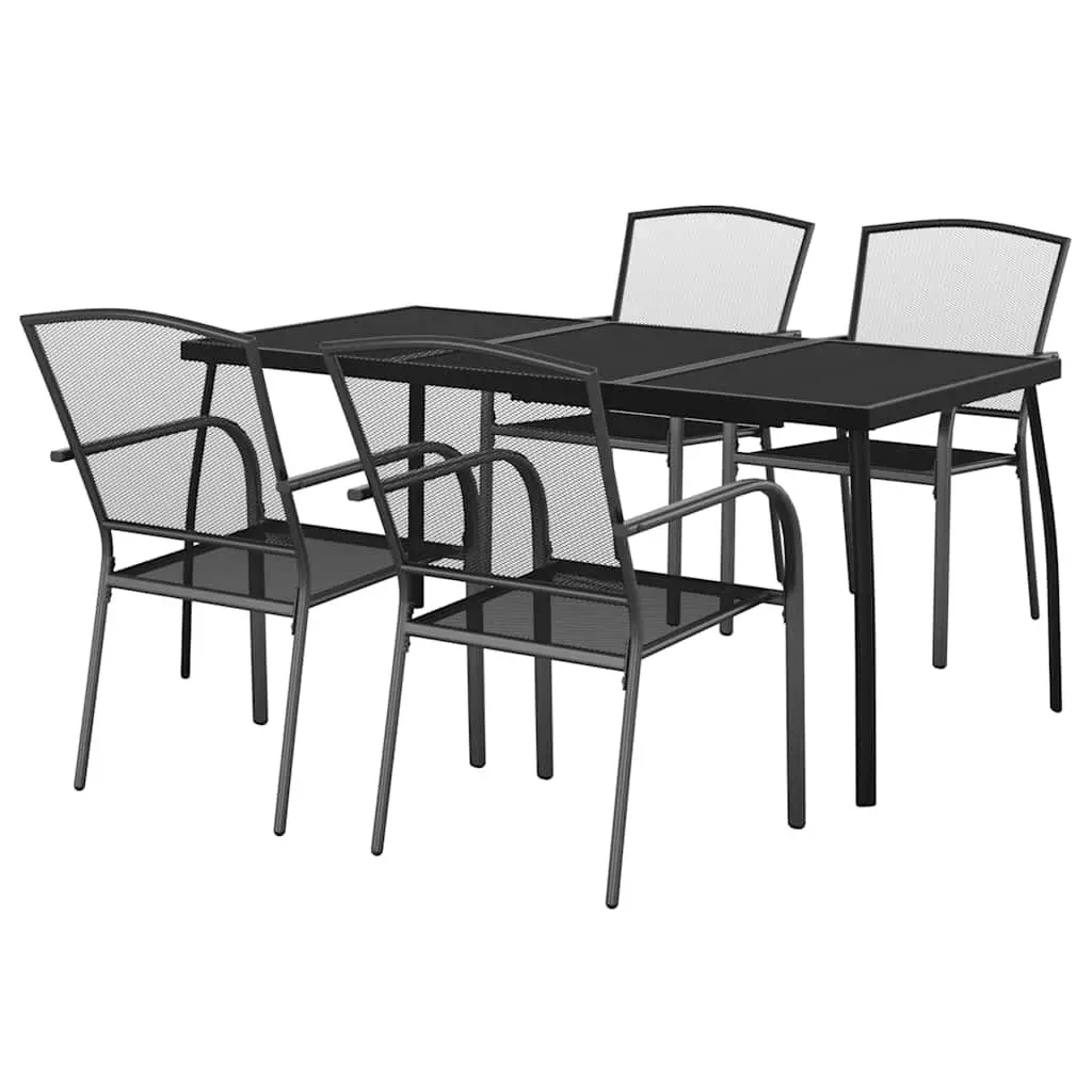 Outdoor Dining Set Steel Anthracite 5 Piece Garden Table Chairs