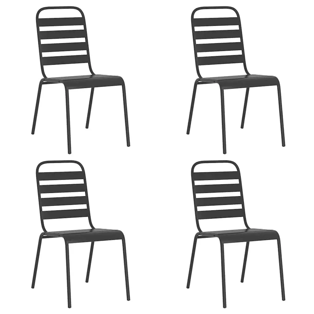 Outdoor Garden Dining Set Steel Frame Anthracite 5 Piece