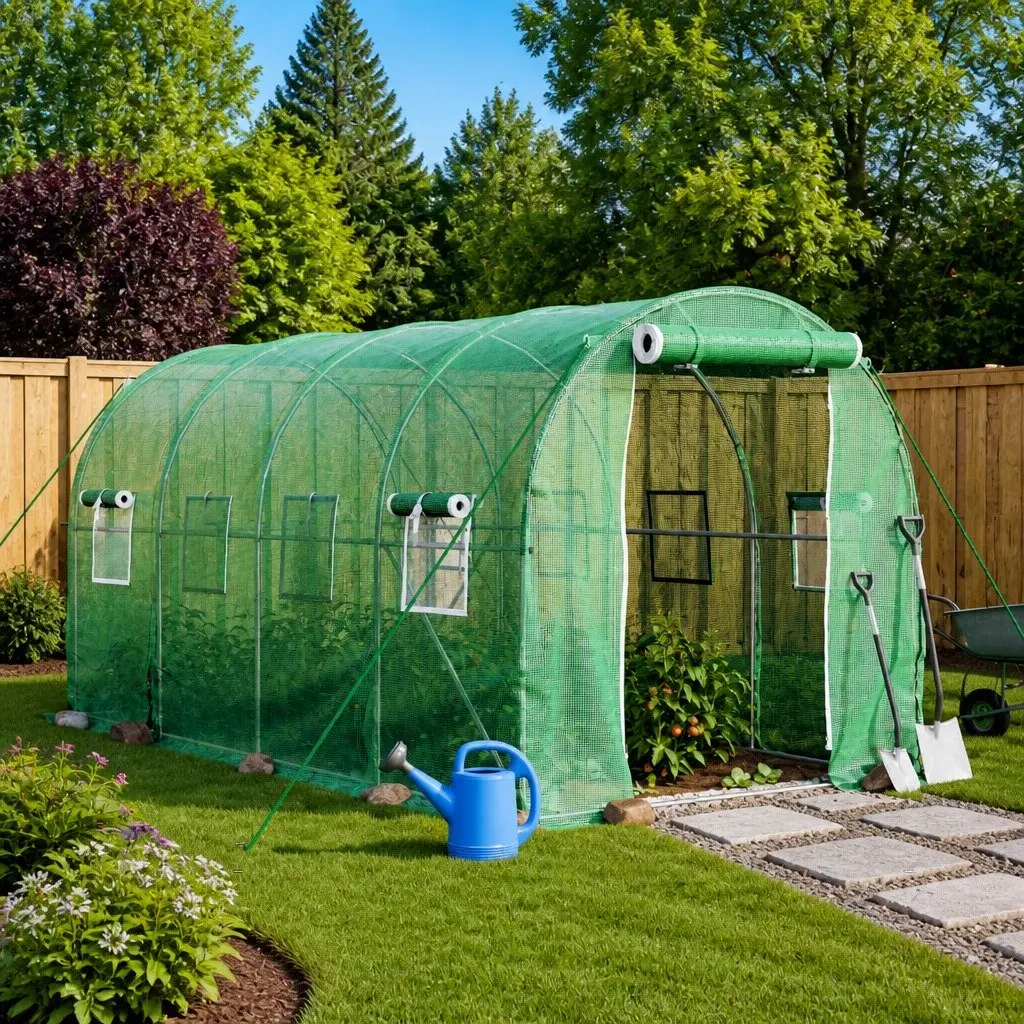 Greenhouse with Steel Frame Green 4x2x2m