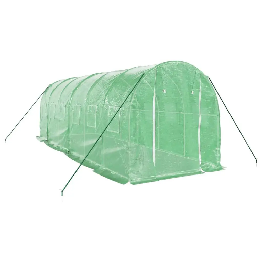 Greenhouse Steel Frame 6x2x2m 12m² Durable PE Cover with Roll-up Doors and Windows