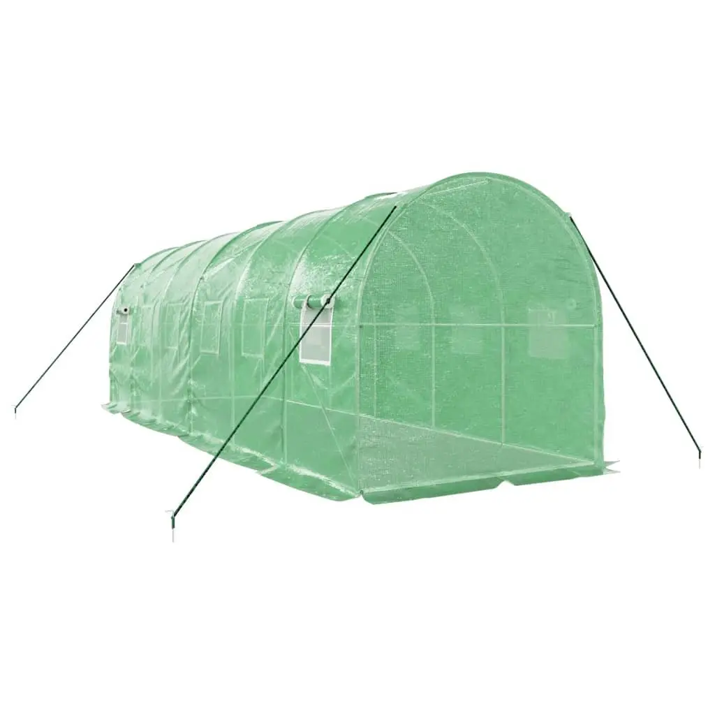 Greenhouse Steel Frame 6x2x2m 12m² Durable PE Cover with Roll-up Doors and Windows