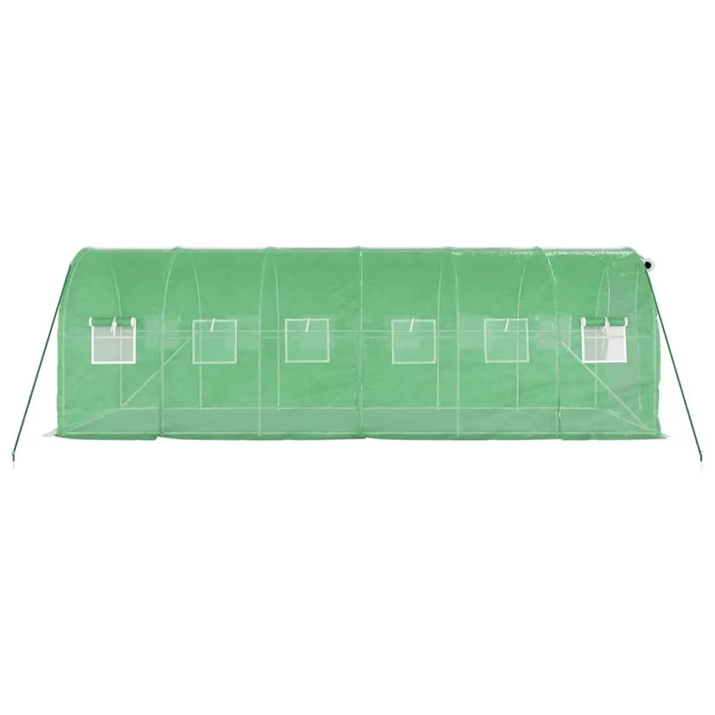 Greenhouse Steel Frame 6x2x2m 12m² Durable PE Cover with Roll-up Doors and Windows