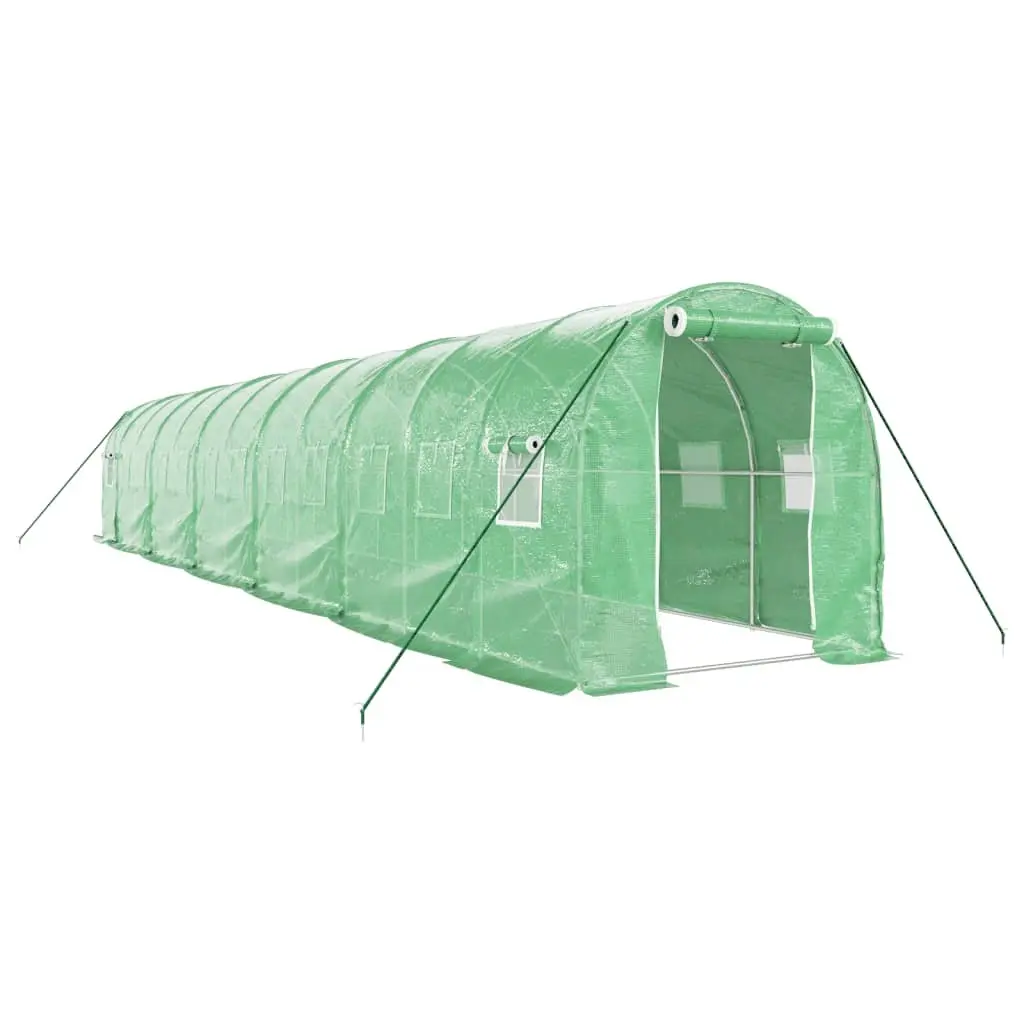 Greenhouse Steel Frame 12x2x2m UV-Resistant PE Cover with Roll-Up Door and Mesh Windows