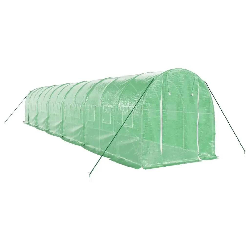 Greenhouse Steel Frame 12x2x2m UV-Resistant PE Cover with Roll-Up Door and Mesh Windows