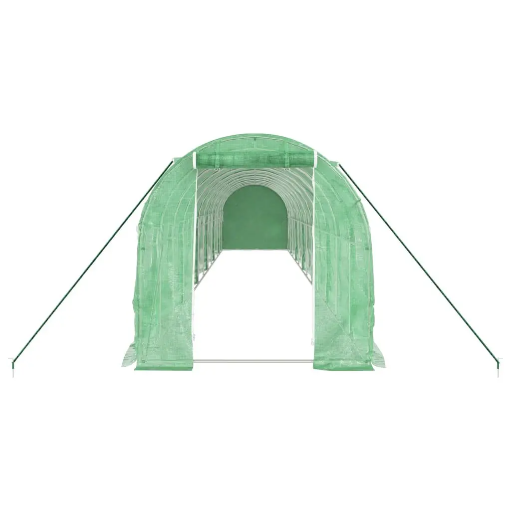 Greenhouse Steel Frame 12x2x2m UV-Resistant PE Cover with Roll-Up Door and Mesh Windows