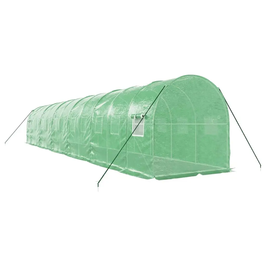 Greenhouse Steel Frame 12x2x2m UV-Resistant PE Cover with Roll-Up Door and Mesh Windows