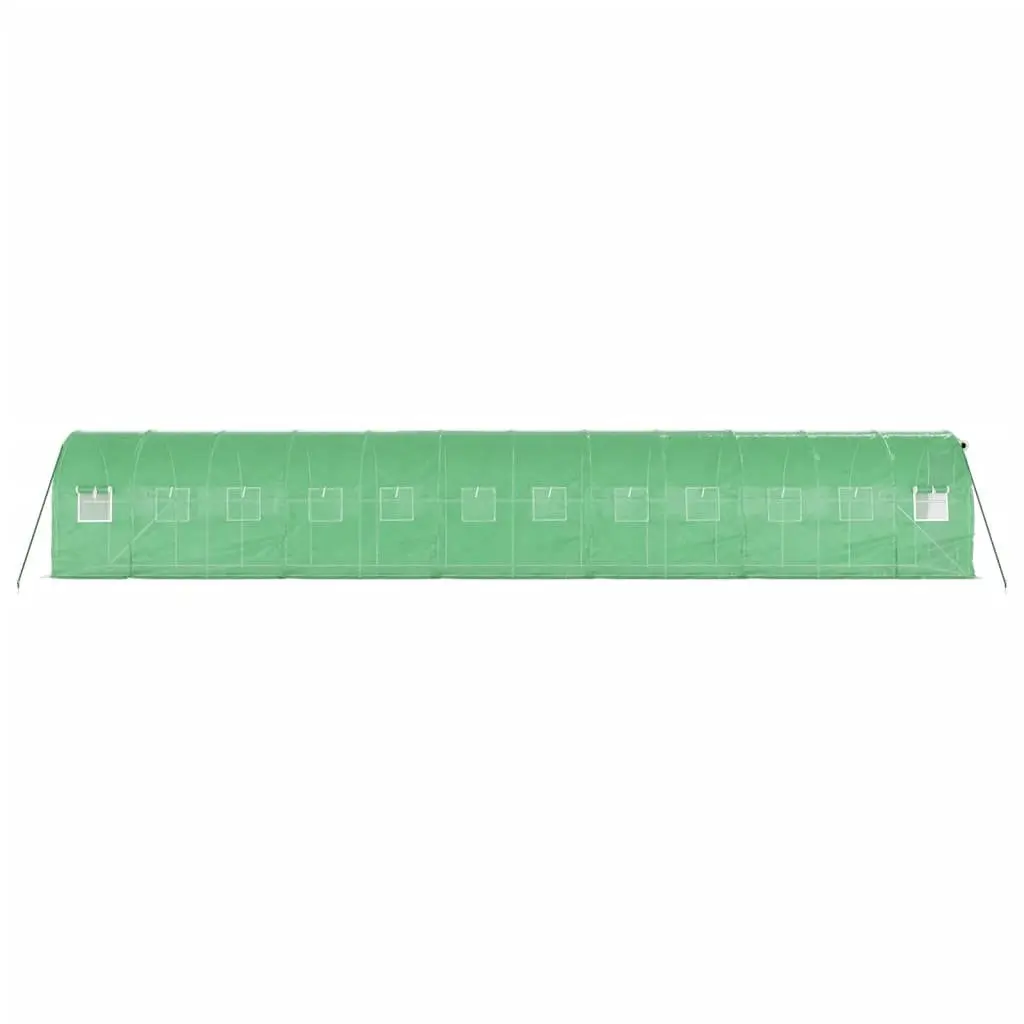 Greenhouse Steel Frame 12x2x2m UV-Resistant PE Cover with Roll-Up Door and Mesh Windows