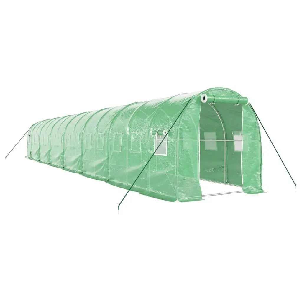 Greenhouse UV-Resistant PE Cover Steel Frame Green 14x2x2m 28m² Garden Plant