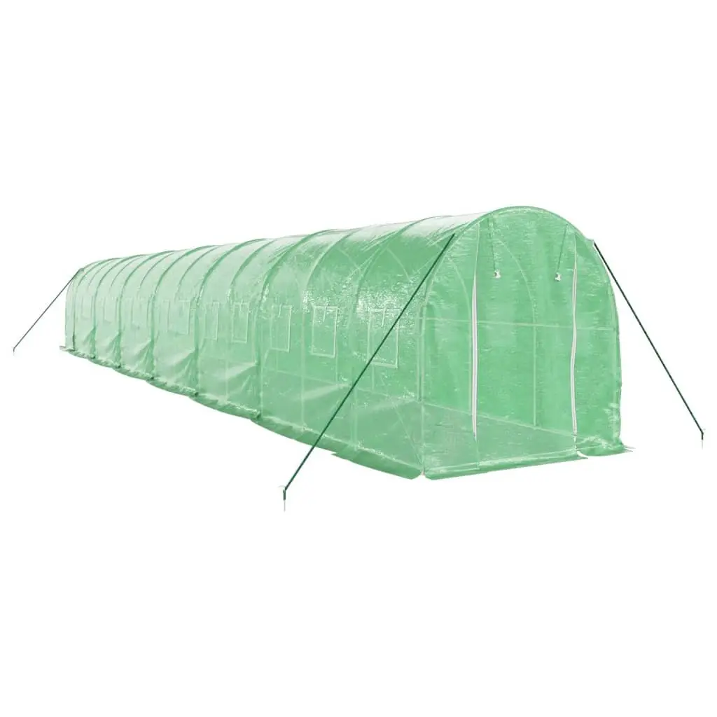 Greenhouse UV-Resistant PE Cover Steel Frame Green 14x2x2m 28m² Garden Plant