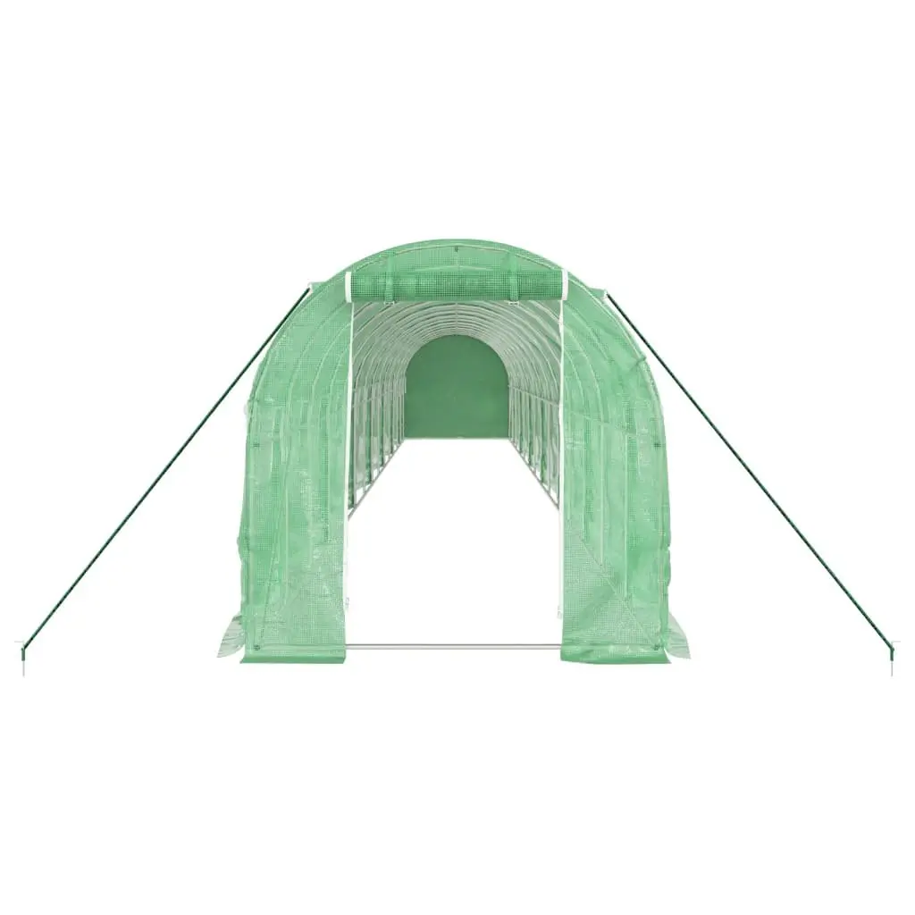 Greenhouse UV-Resistant PE Cover Steel Frame Green 14x2x2m 28m² Garden Plant