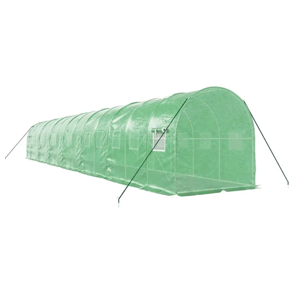 Greenhouse UV-Resistant PE Cover Steel Frame Green 14x2x2m 28m² Garden Plant