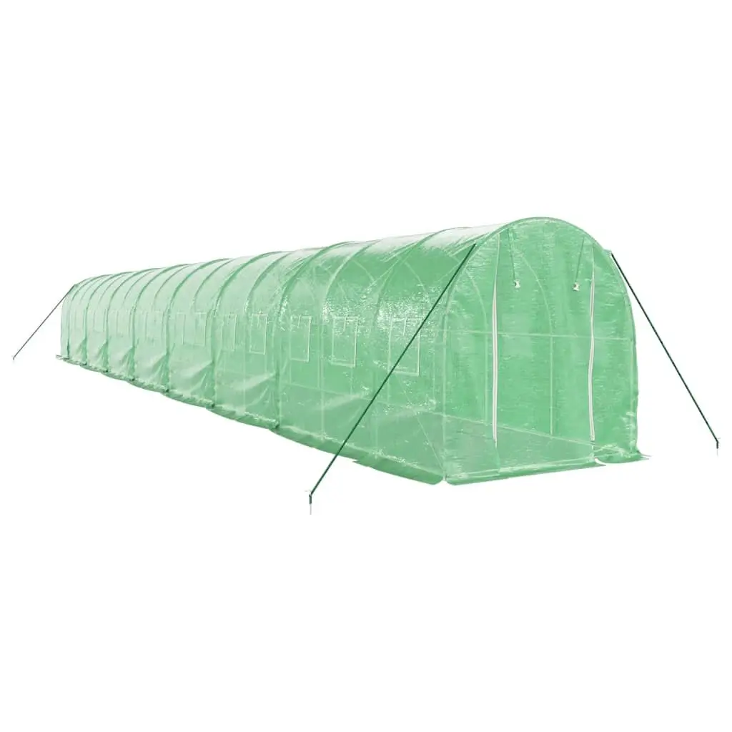Greenhouse UV Resistant PE Cover Steel Frame 16x2x2m 32m² Garden Plant House