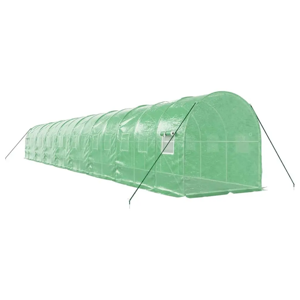 Greenhouse UV Resistant PE Cover Steel Frame 16x2x2m 32m² Garden Plant House