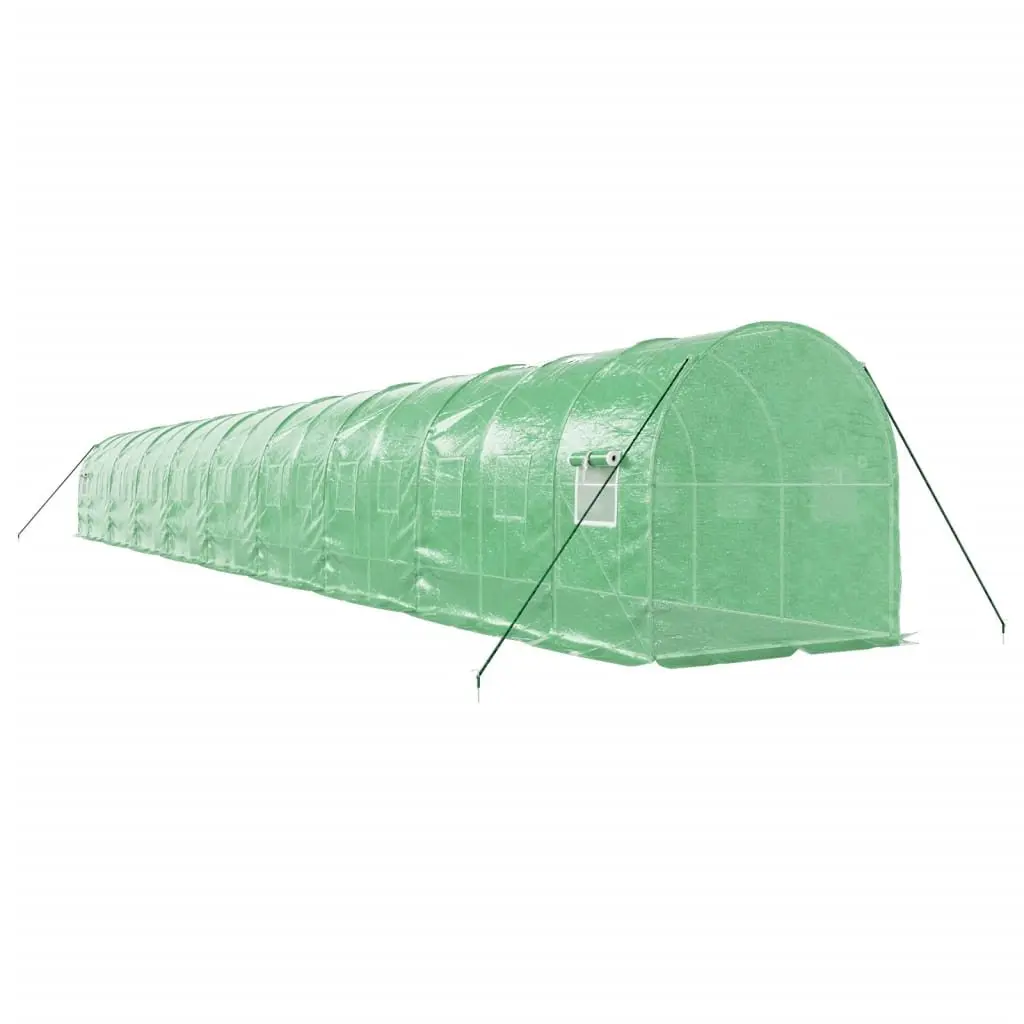 Greenhouse Steel Frame Green 36m² Garden Plant House with Roll-Up Door and Mesh Windows