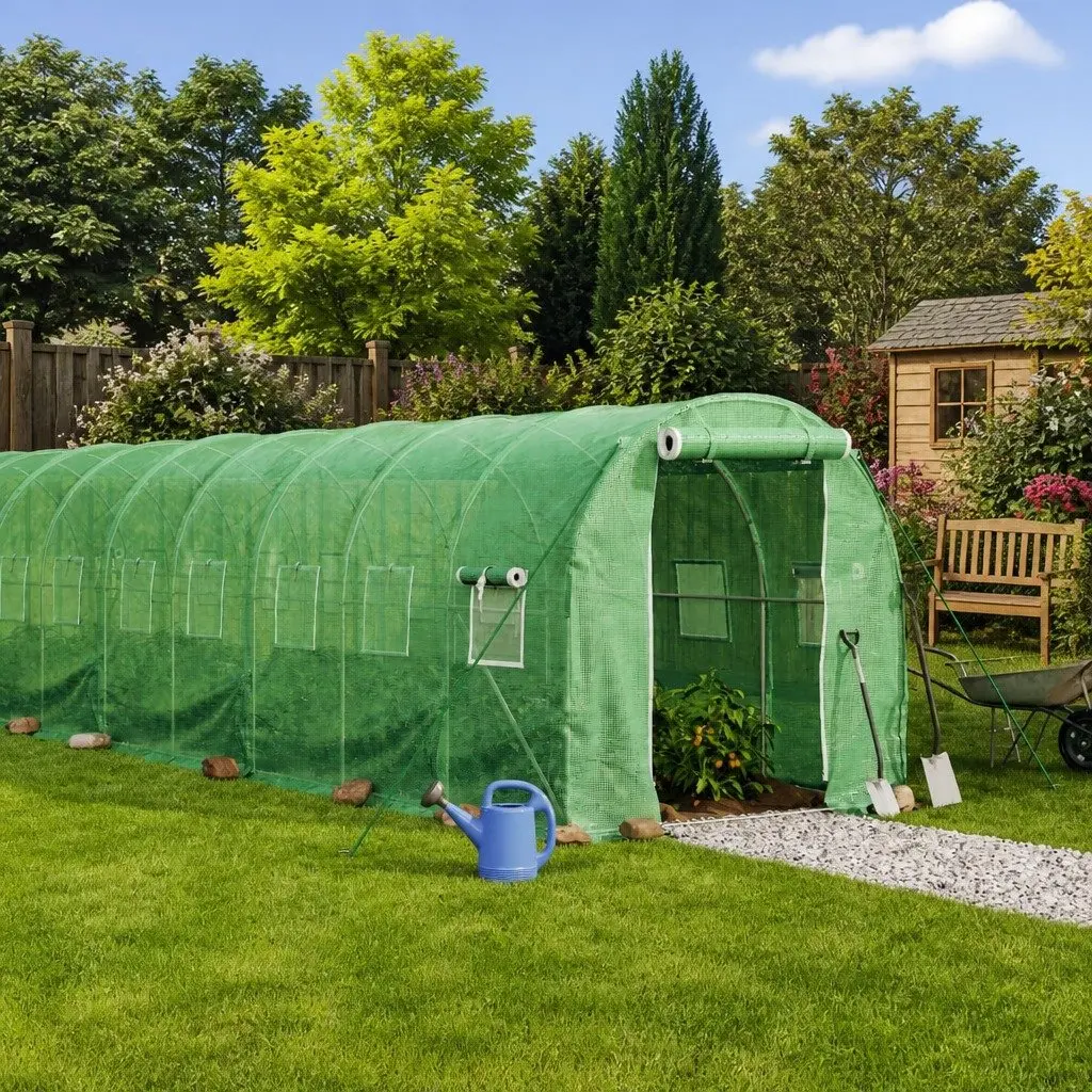 Greenhouse Steel Frame PE Cover 20x2x2m