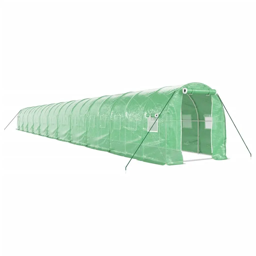 Greenhouse 44m² Steel Frame PE Cover Garden Plant House 22x2x2m Green