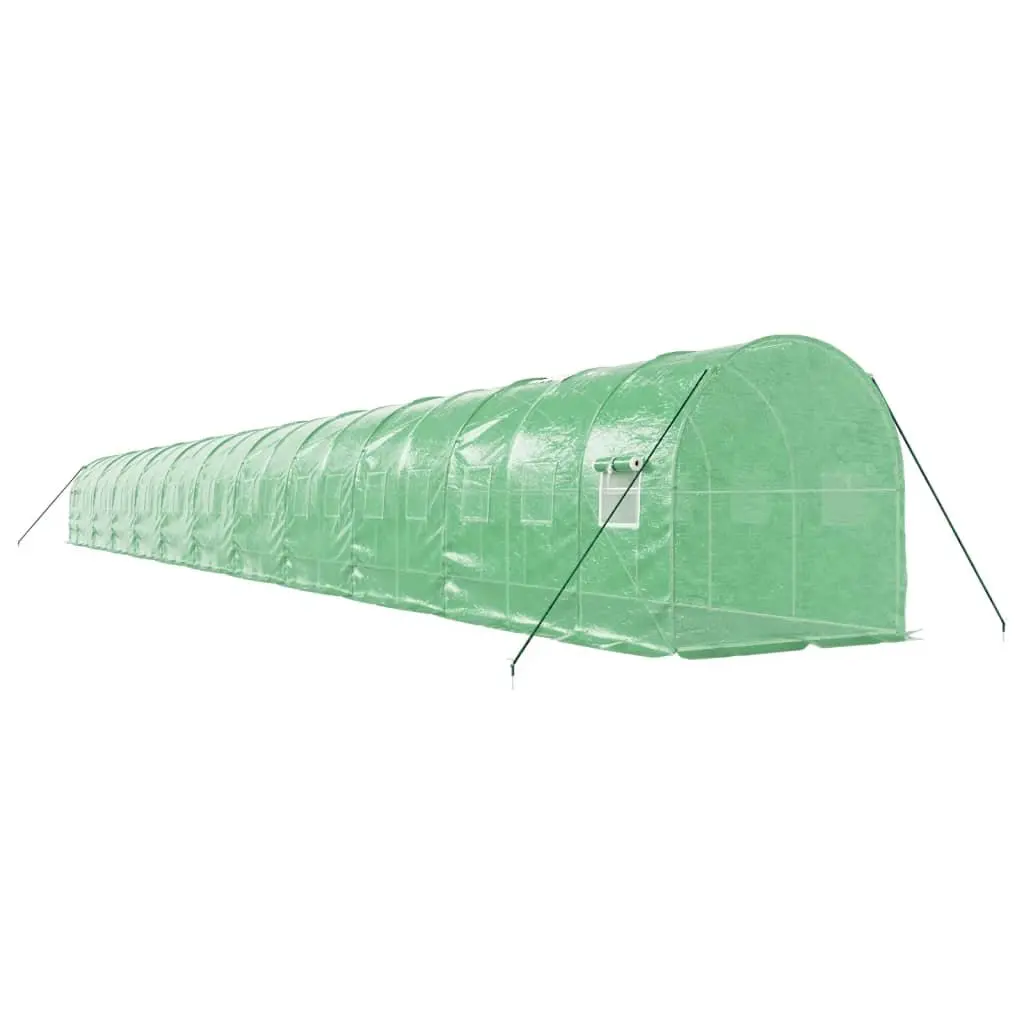 Greenhouse 44m² Steel Frame PE Cover Garden Plant House 22x2x2m Green