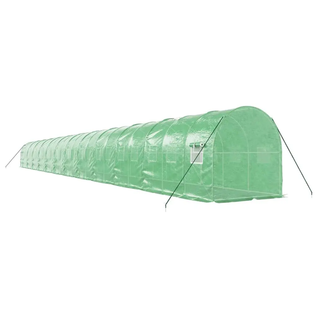 Greenhouse PE Cover Steel Frame Green 24x2x2m 48m² Garden Plant House