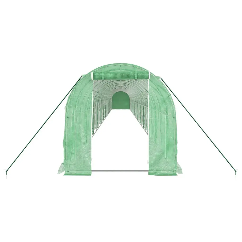 Greenhouse PE Cover Steel Frame Green 24x2x2m 48m² Garden Plant House