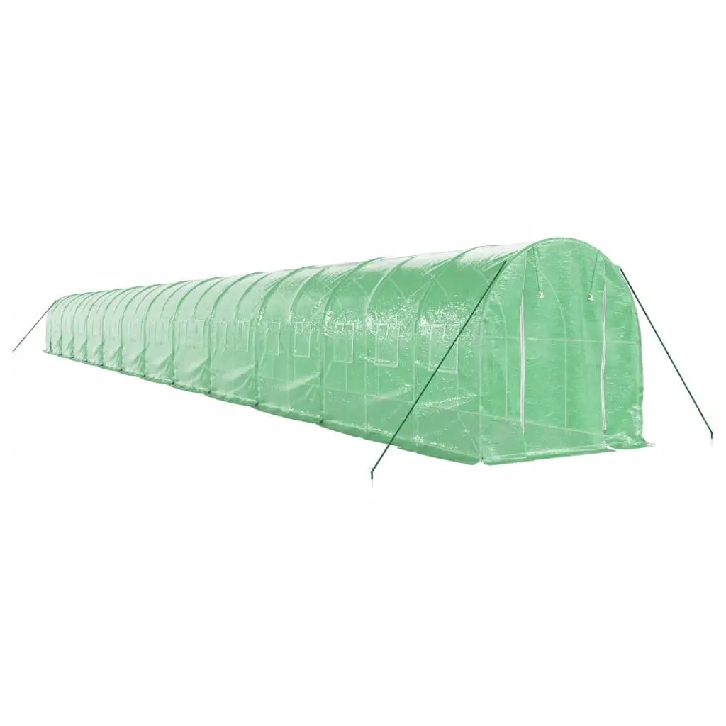 Greenhouse PE Cover Steel Frame Green 24x2x2m 48m² Garden Plant House