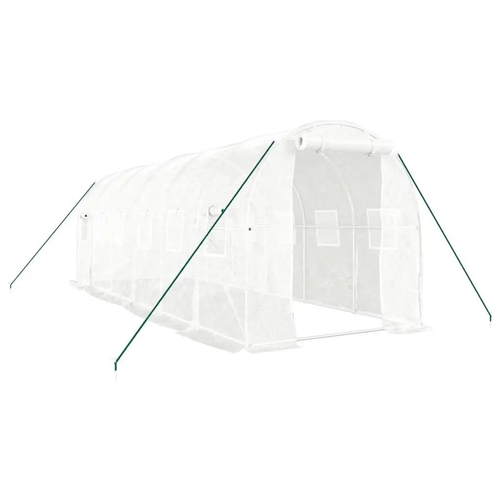 Greenhouse PE Cover Steel Frame 6x2x2 m White 12 m² Garden Plant House