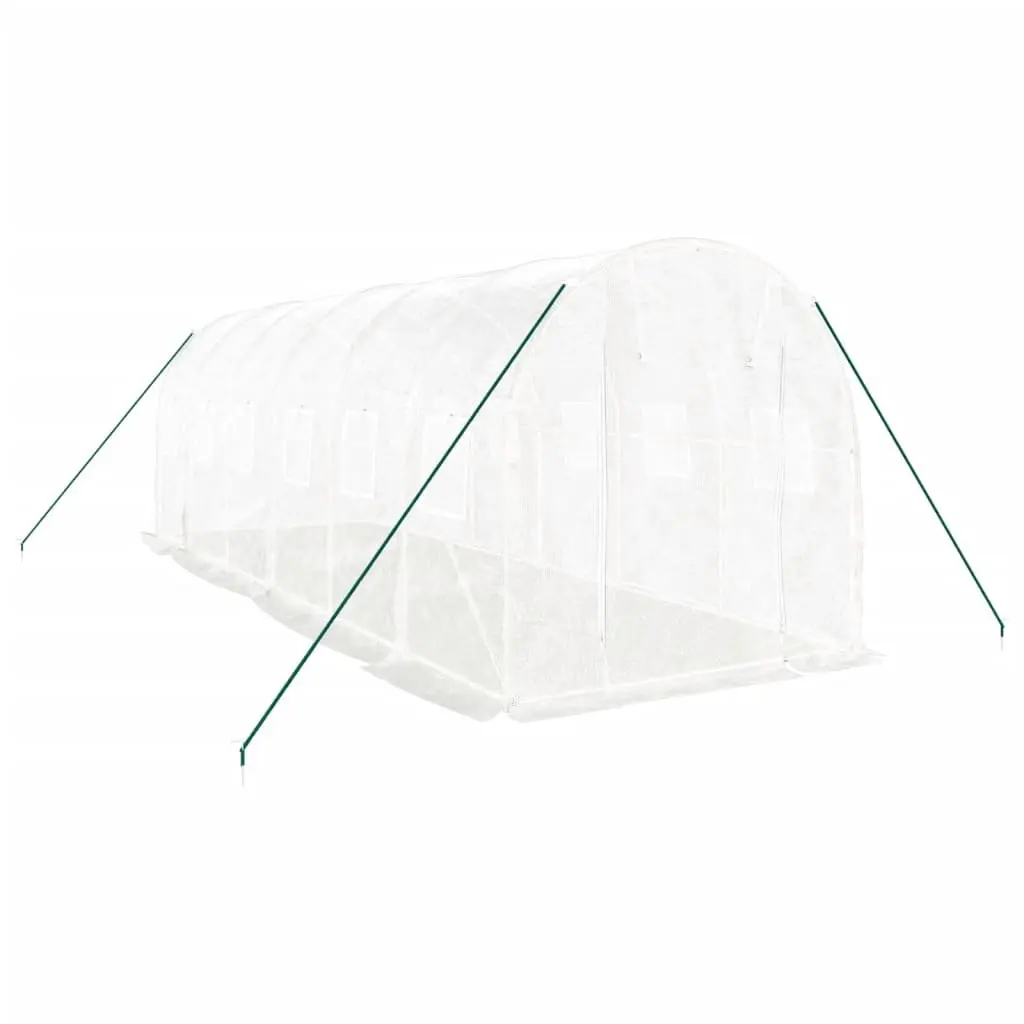 Greenhouse PE Cover Steel Frame 6x2x2 m White 12 m² Garden Plant House