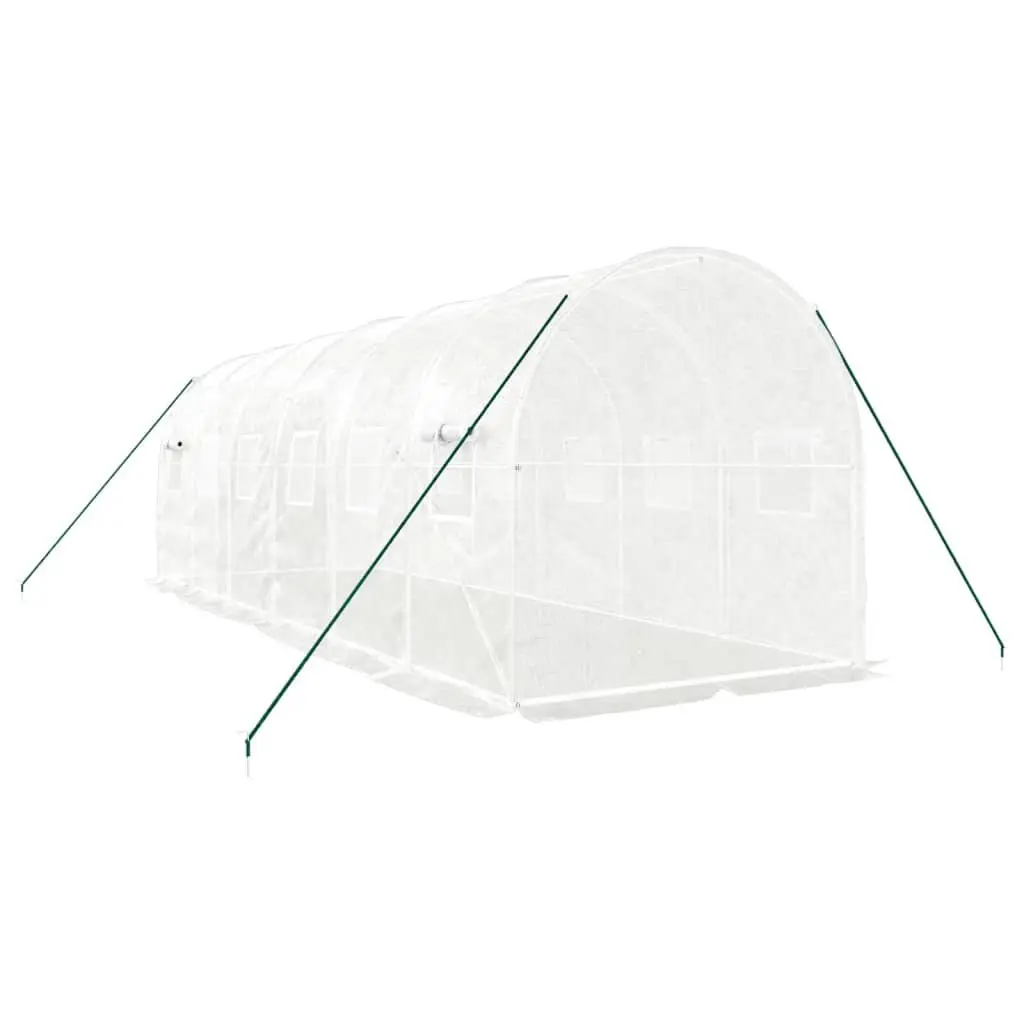Greenhouse PE Cover Steel Frame 6x2x2 m White 12 m² Garden Plant House