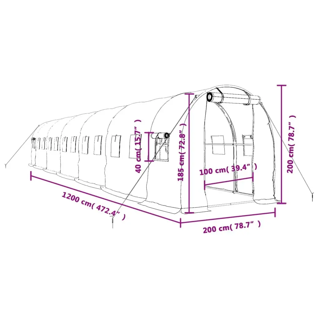 Greenhouse Steel Frame White 24 m² Portable Outdoor Growing Plant House