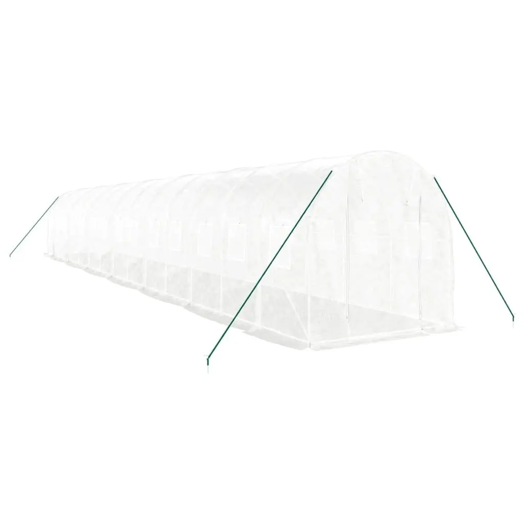 Greenhouse White Steel Frame UV Resistant 28m² 14x2x2m Garden Plant House