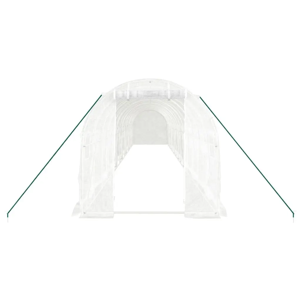 Greenhouse White Steel Frame UV Resistant 28m² 14x2x2m Garden Plant House