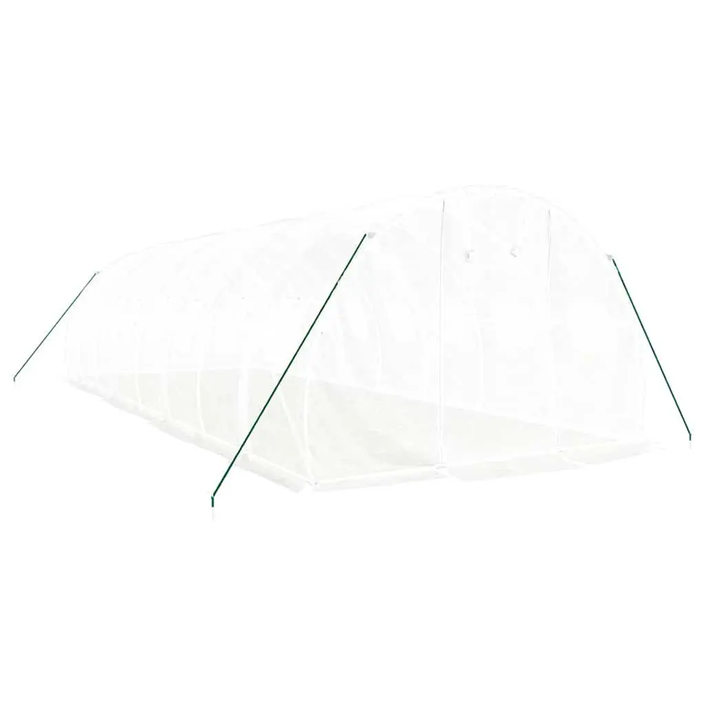Greenhouse Steel Frame White 8x3x2m 24m² Garden Plant House with Roll-Up Door