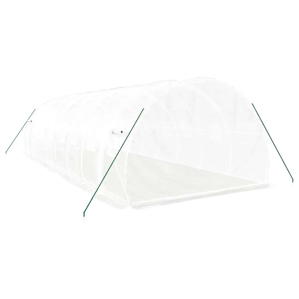 Greenhouse Steel Frame White 8x3x2m 24m² Garden Plant House with Roll-Up Door
