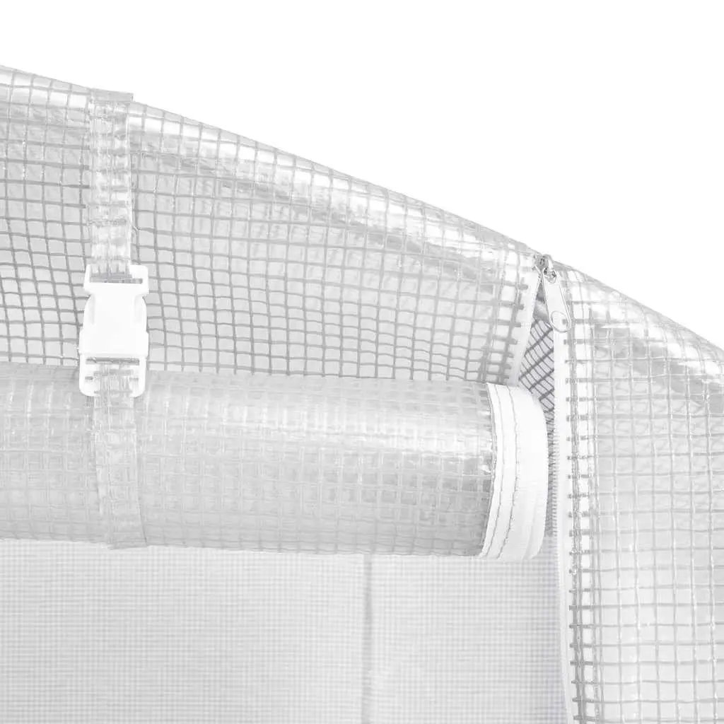 Greenhouse Steel Frame White 8x3x2m 24m² Garden Plant House with Roll-Up Door