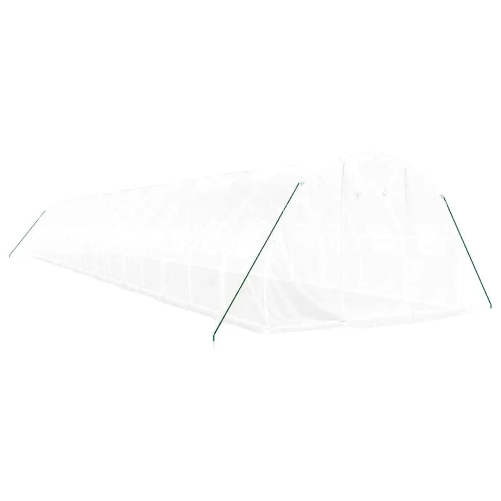 Greenhouse Steel Frame White 16x3x2m 48m² Plant Garden Protection Cover