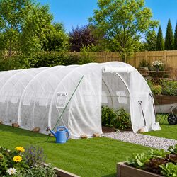 Greenhouse 18x3x2m White Steel Frame PE Cover 54 Sqm Garden Plant House