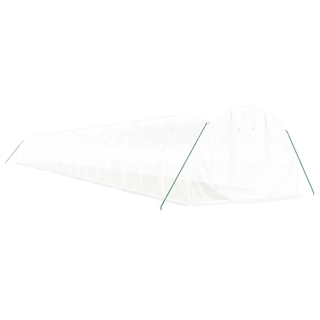 Greenhouse Steel Frame White 22x3x2m 66m² Roll-up Door Mesh Windows