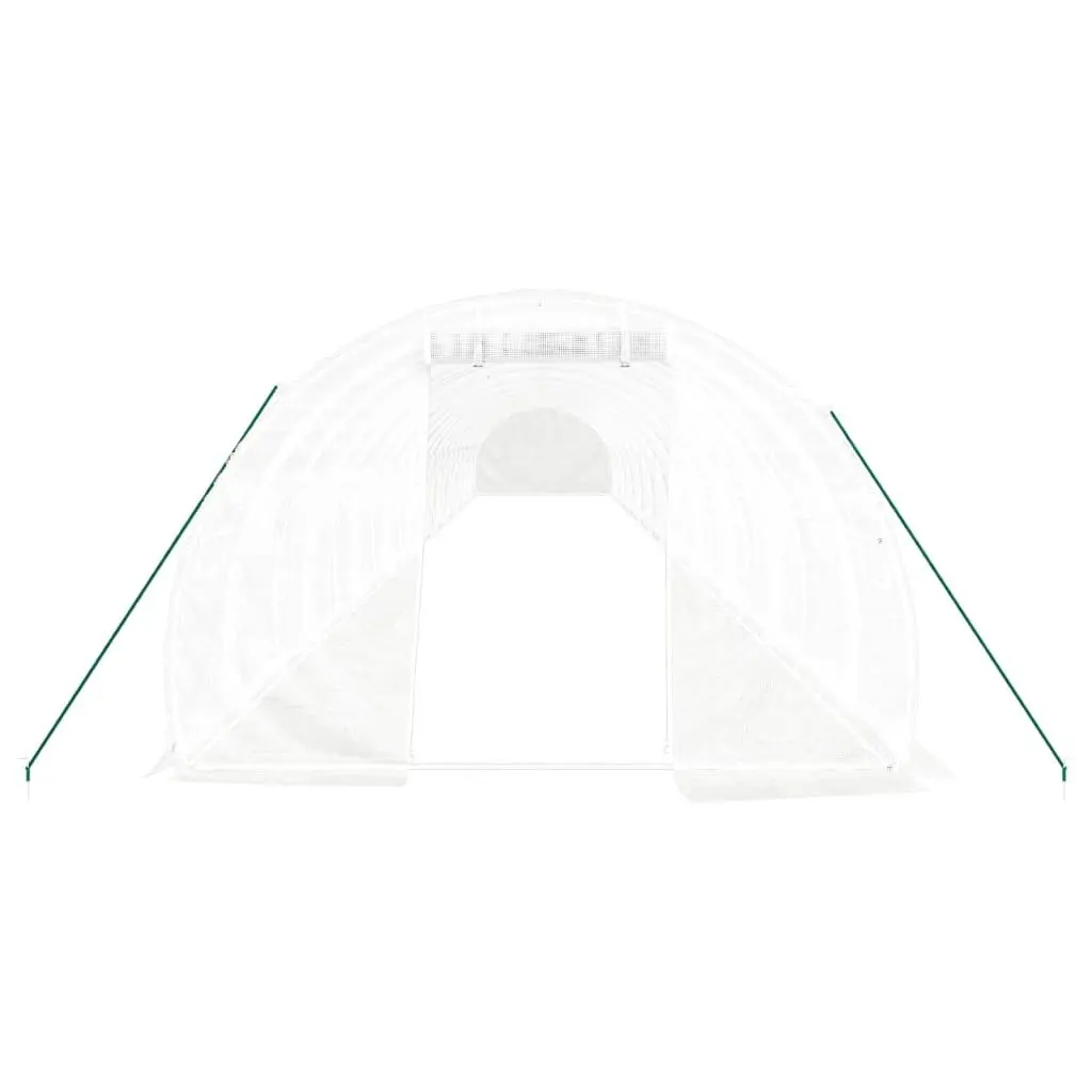 Greenhouse Steel Frame White 22x3x2m 66m² Roll-up Door Mesh Windows