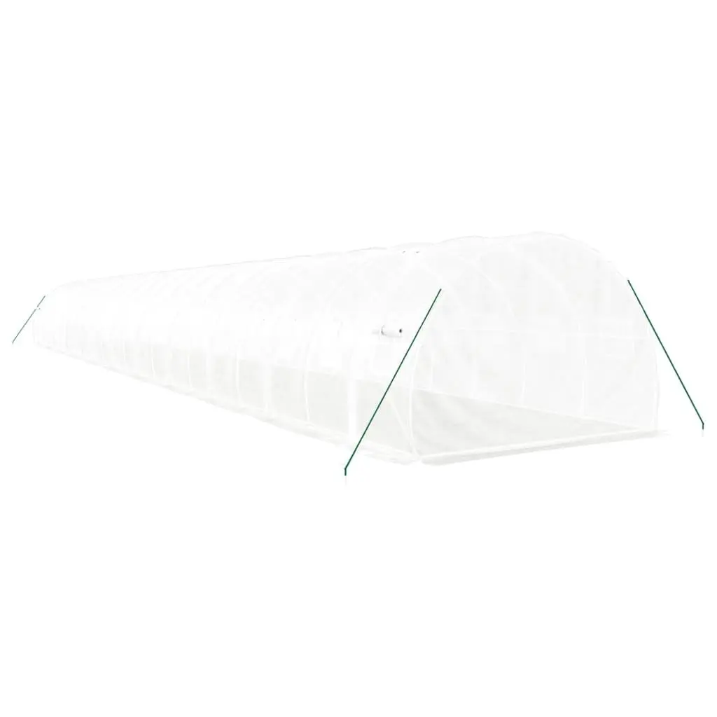 Greenhouse Steel Frame White 22x3x2m 66m² Roll-up Door Mesh Windows