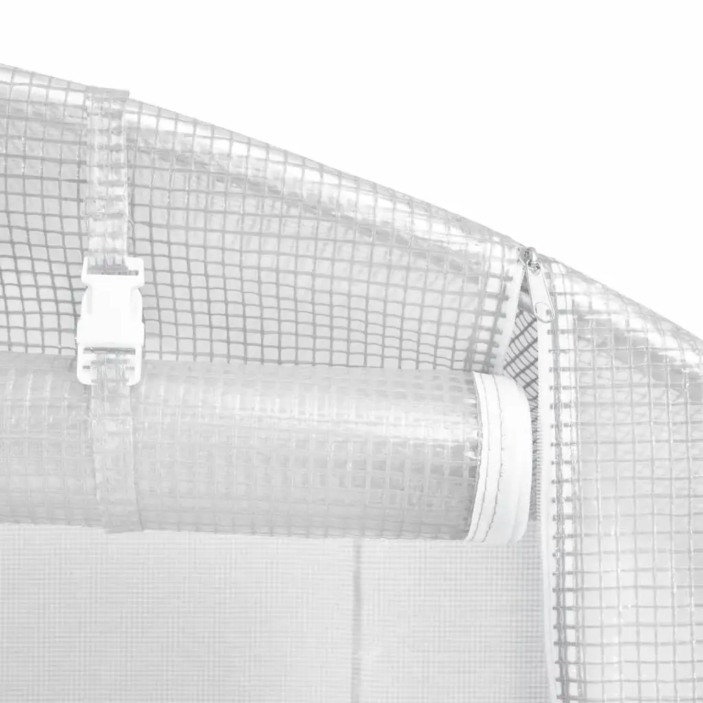 Greenhouse Steel Frame White 22x3x2m 66m² Roll-up Door Mesh Windows