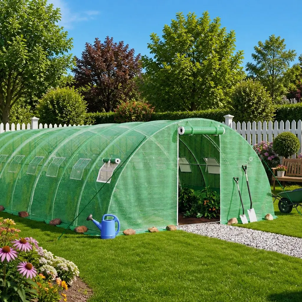 Greenhouse Steel Frame Durable PE Cover 6x4x2m