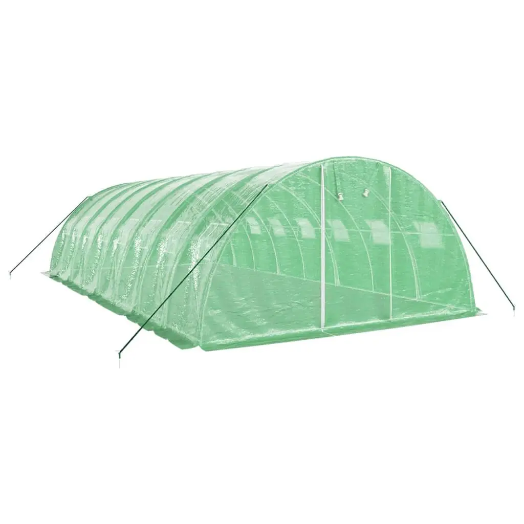 Greenhouse Steel Frame PE Cover 8x4x2m Green
