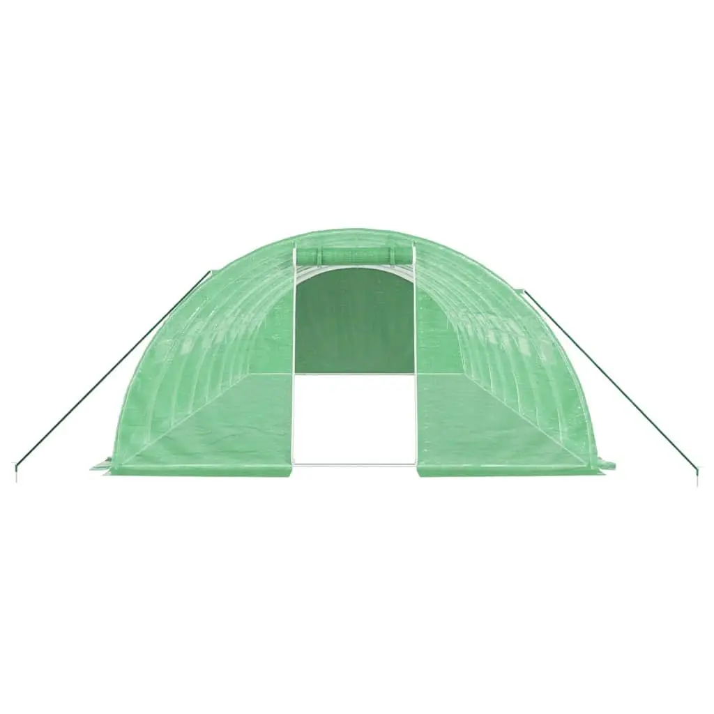 Greenhouse Steel Frame PE Cover 8x4x2m Green