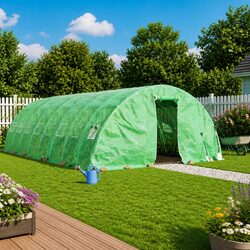 Greenhouse 6x5x2.3m 30 m² Garden Plant House Steel Frame PE Cover Green