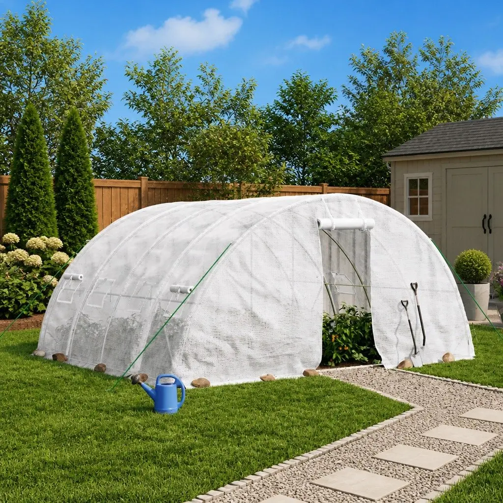 Greenhouse Steel Frame White 20m² 5x4x2.3m Outdoor Plant House