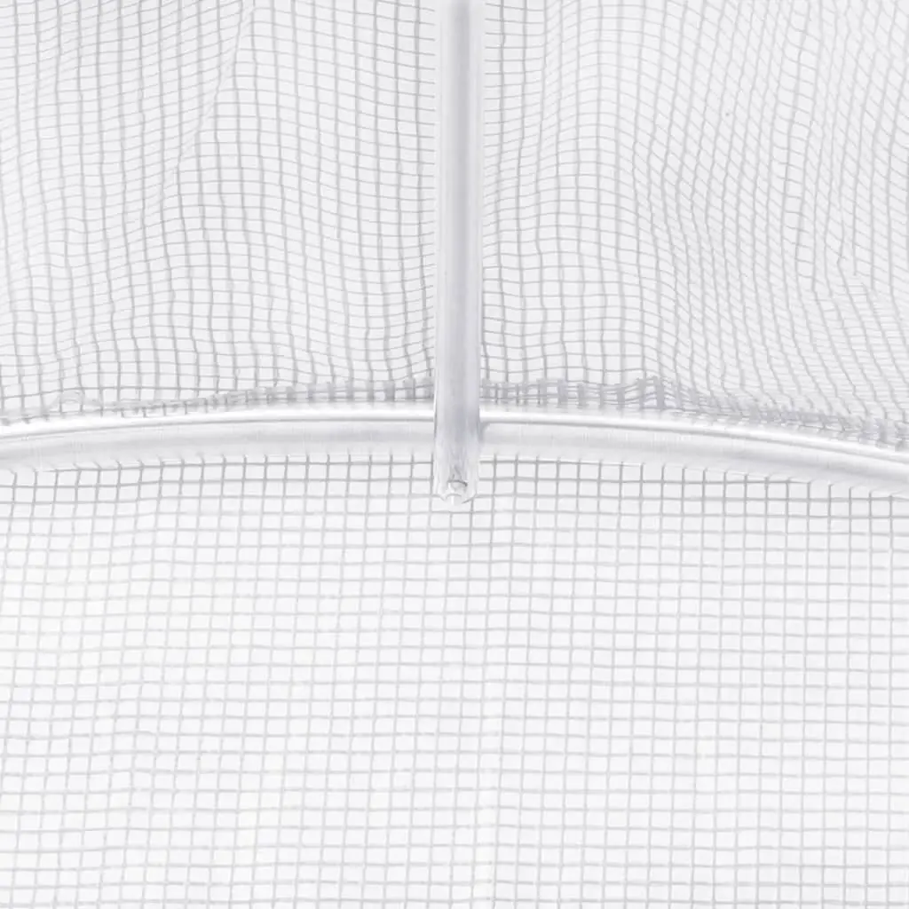 White Outdoor Grow Shelter Steel Frame 30 m² Greenhouse for Plants and Vegetables with Durable PE Cover and Zippered Roll-Up Door