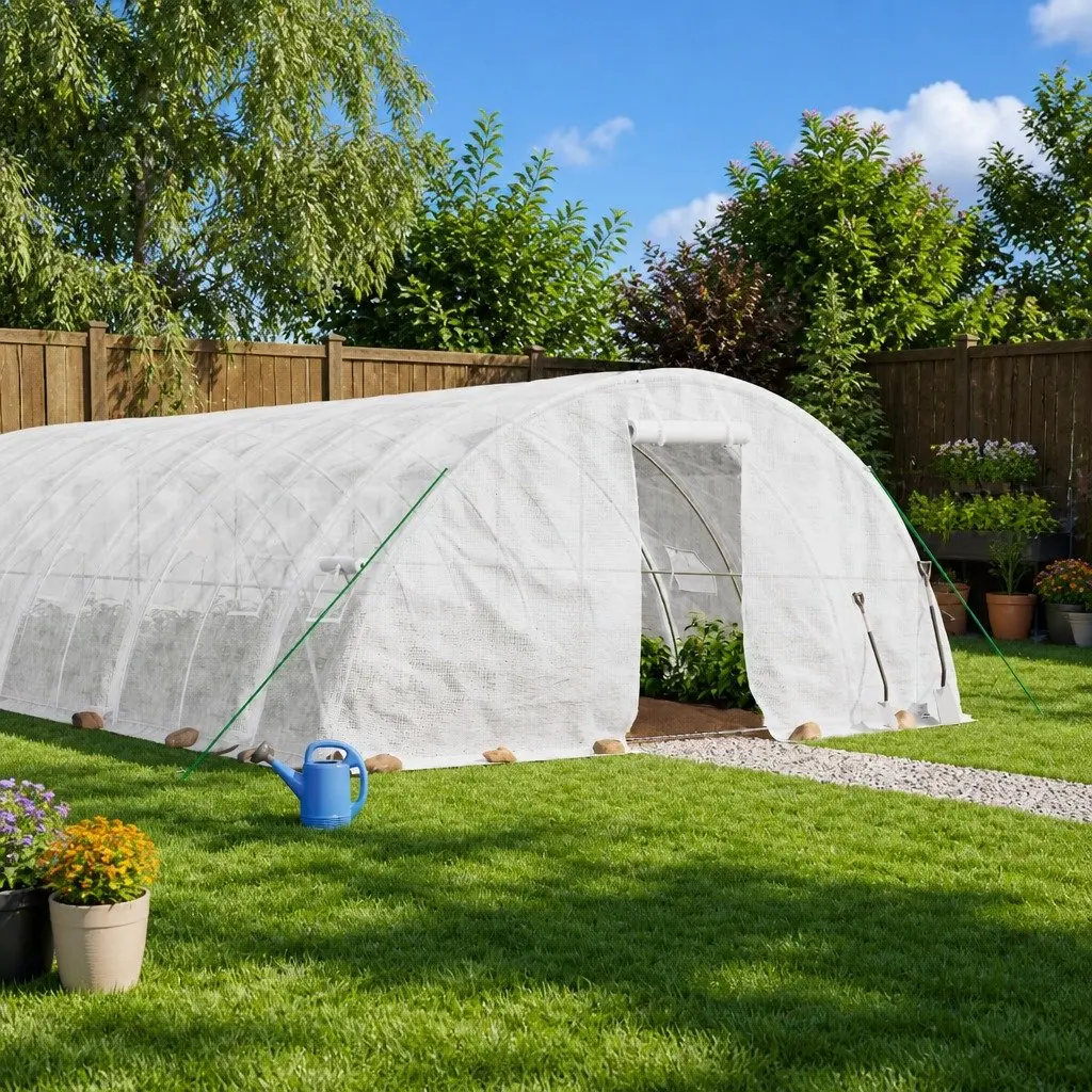 Greenhouse Portable Steel Frame White 8x5x2.3 m 40 m² Garden Plant House
